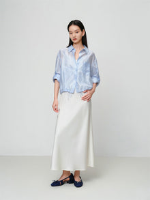 Lustrous Shirt Top | Blue