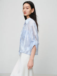 Lustrous Shirt Top | Blue