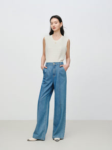 Designer Fluid TENCEL Straight-Leg Pants | Blue