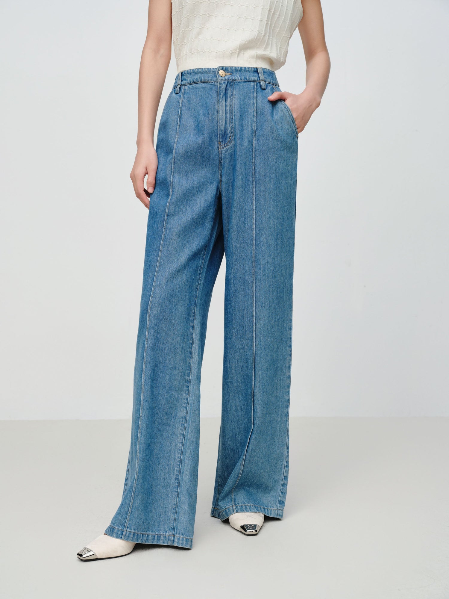 Designer Fluid TENCEL Straight-Leg Pants | Blue