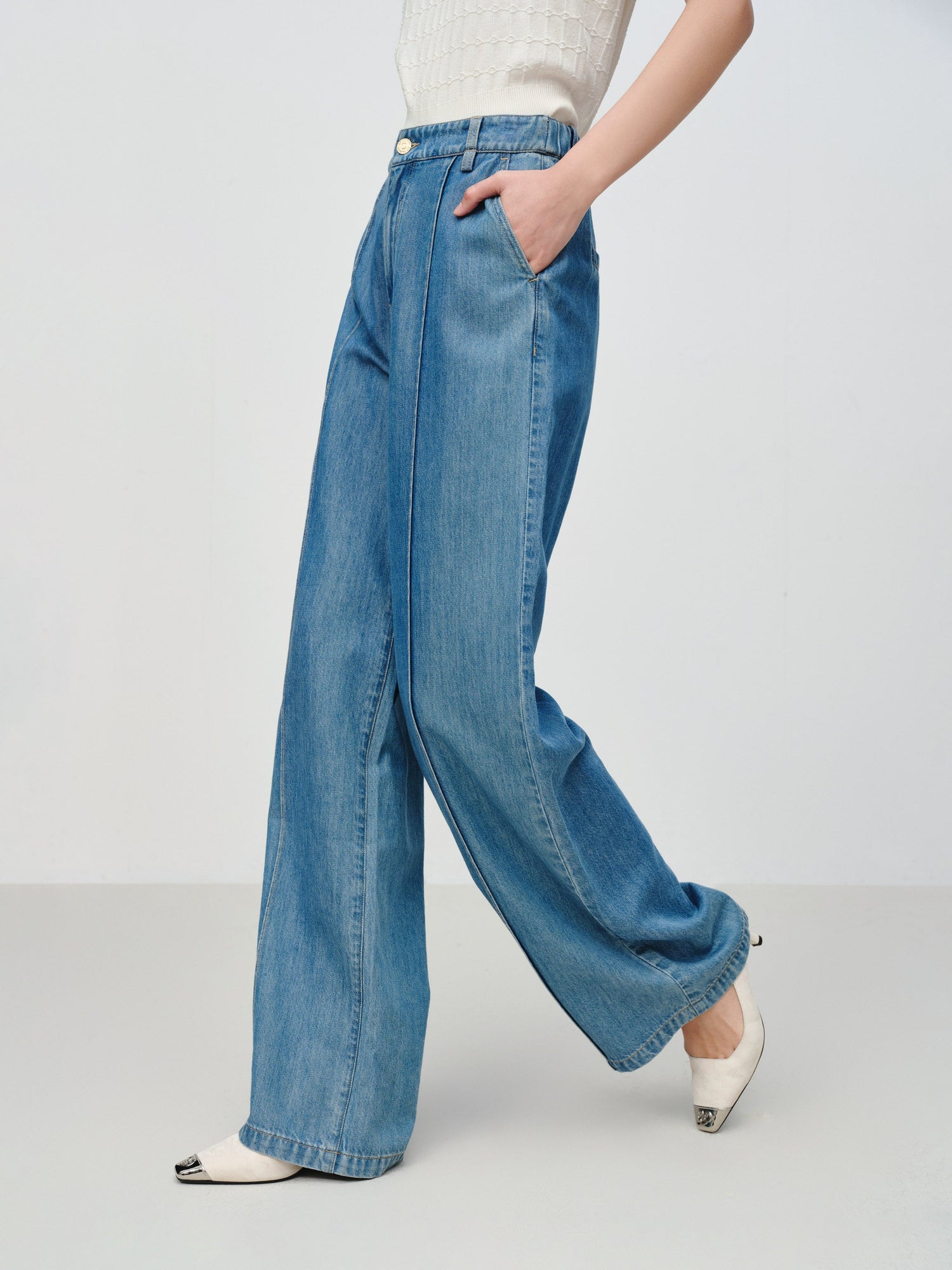 Designer Fluid TENCEL Straight-Leg Pants | Blue