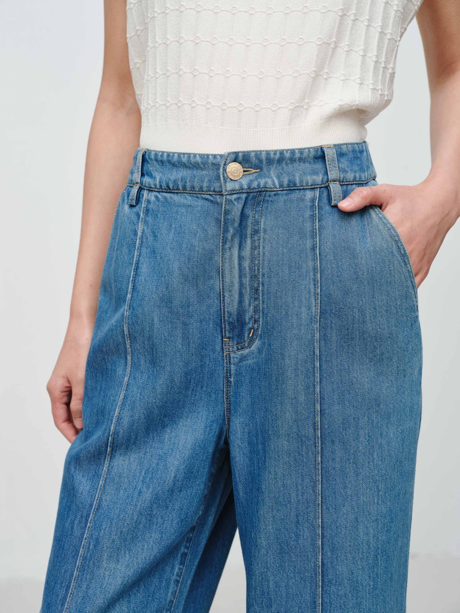 Designer Fluid TENCEL Straight-Leg Pants | Blue