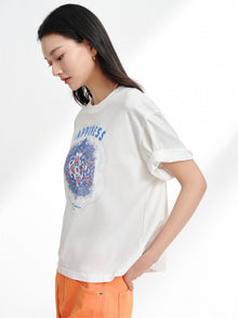 Cotton Embroidered T-Shirt | White