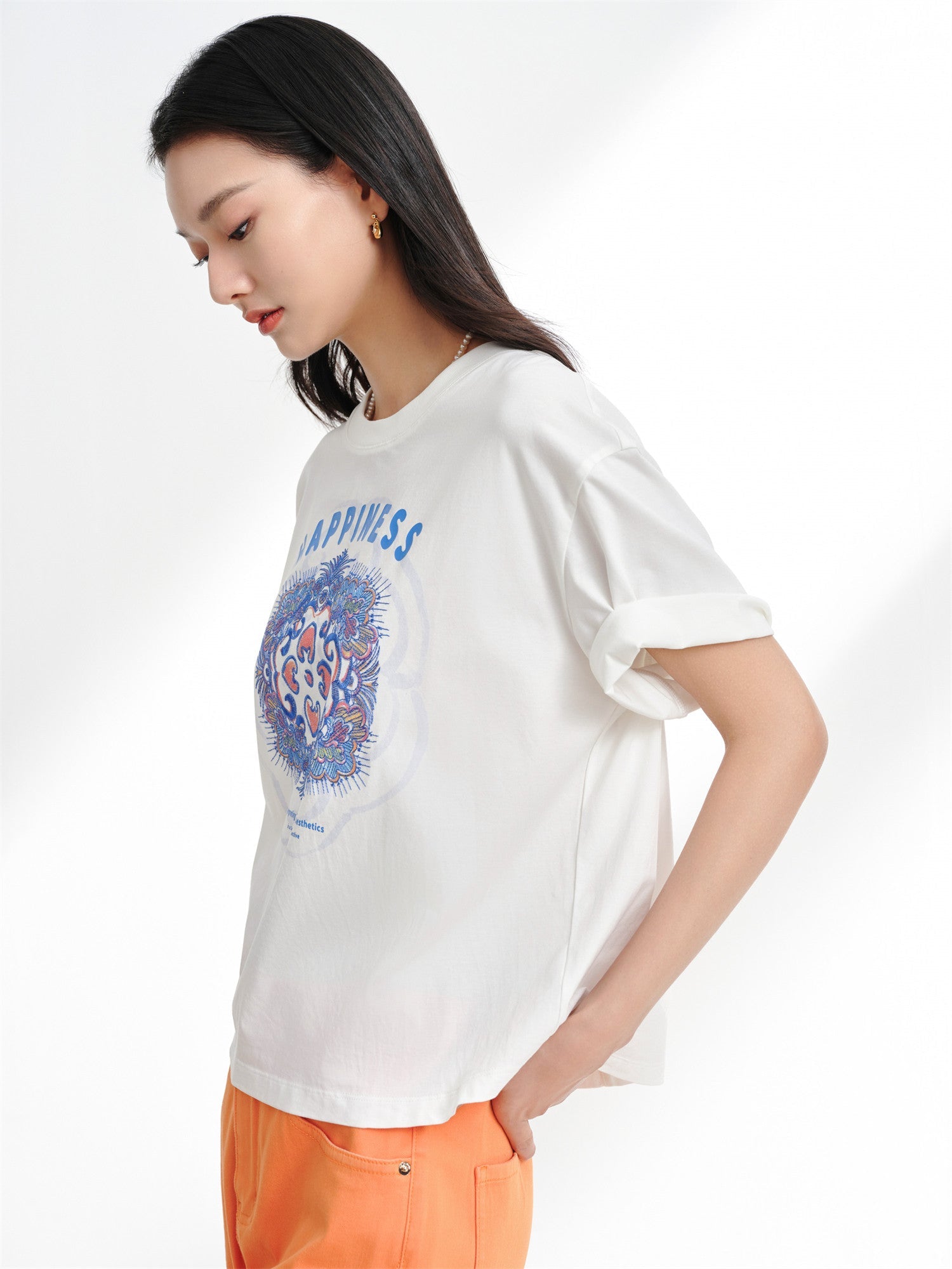 Cotton Embroidered T-Shirt | White
