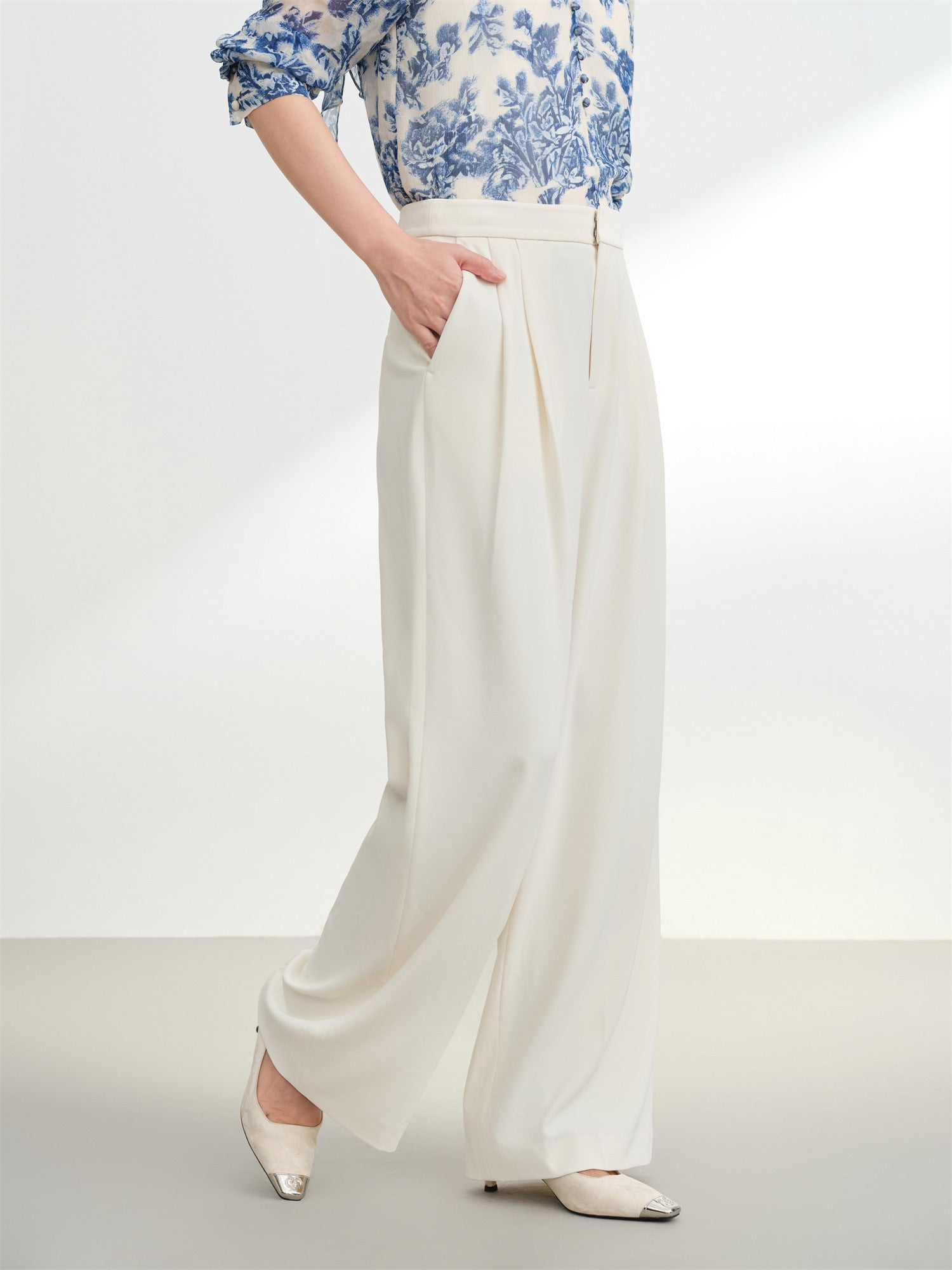 Straight-Leg Wide-Leg Casual Pants | Beige