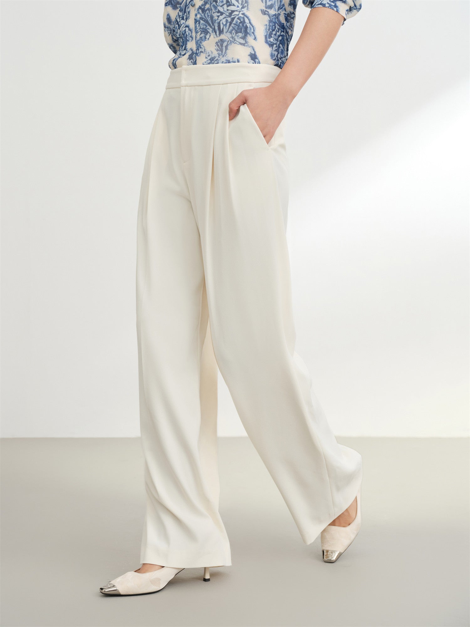 Straight-Leg Wide-Leg Casual Pants | Beige
