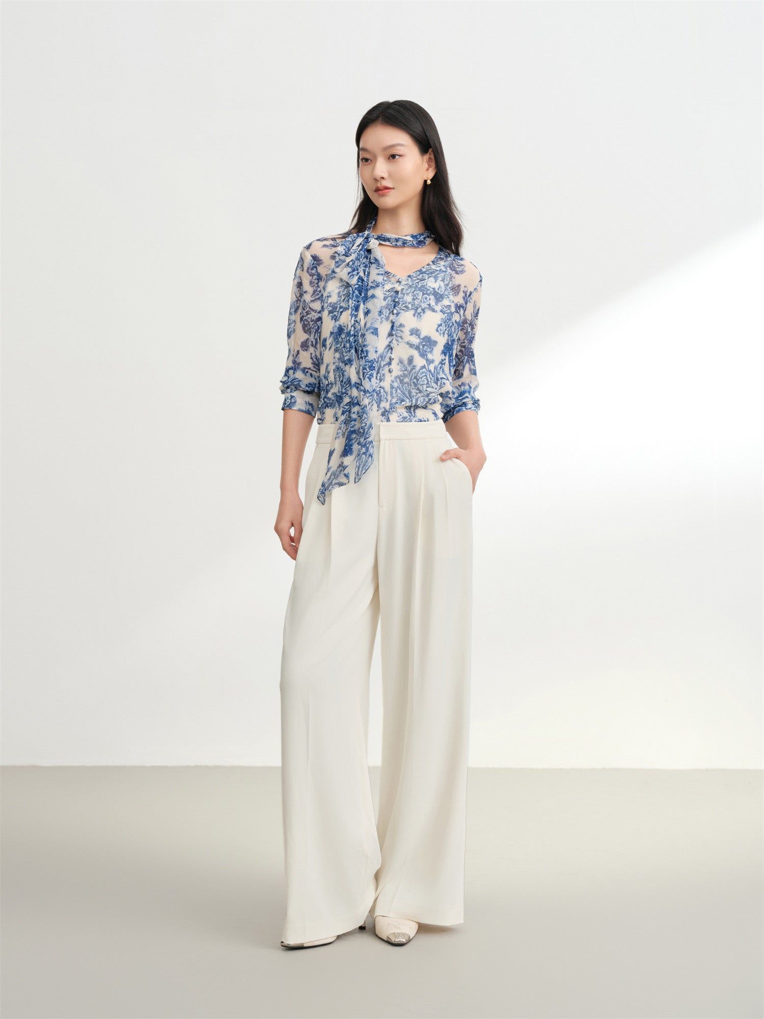 Straight-Leg Wide-Leg Casual Pants | Beige