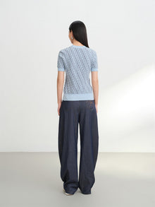 Geometric Textured Knit Sweater | Blue