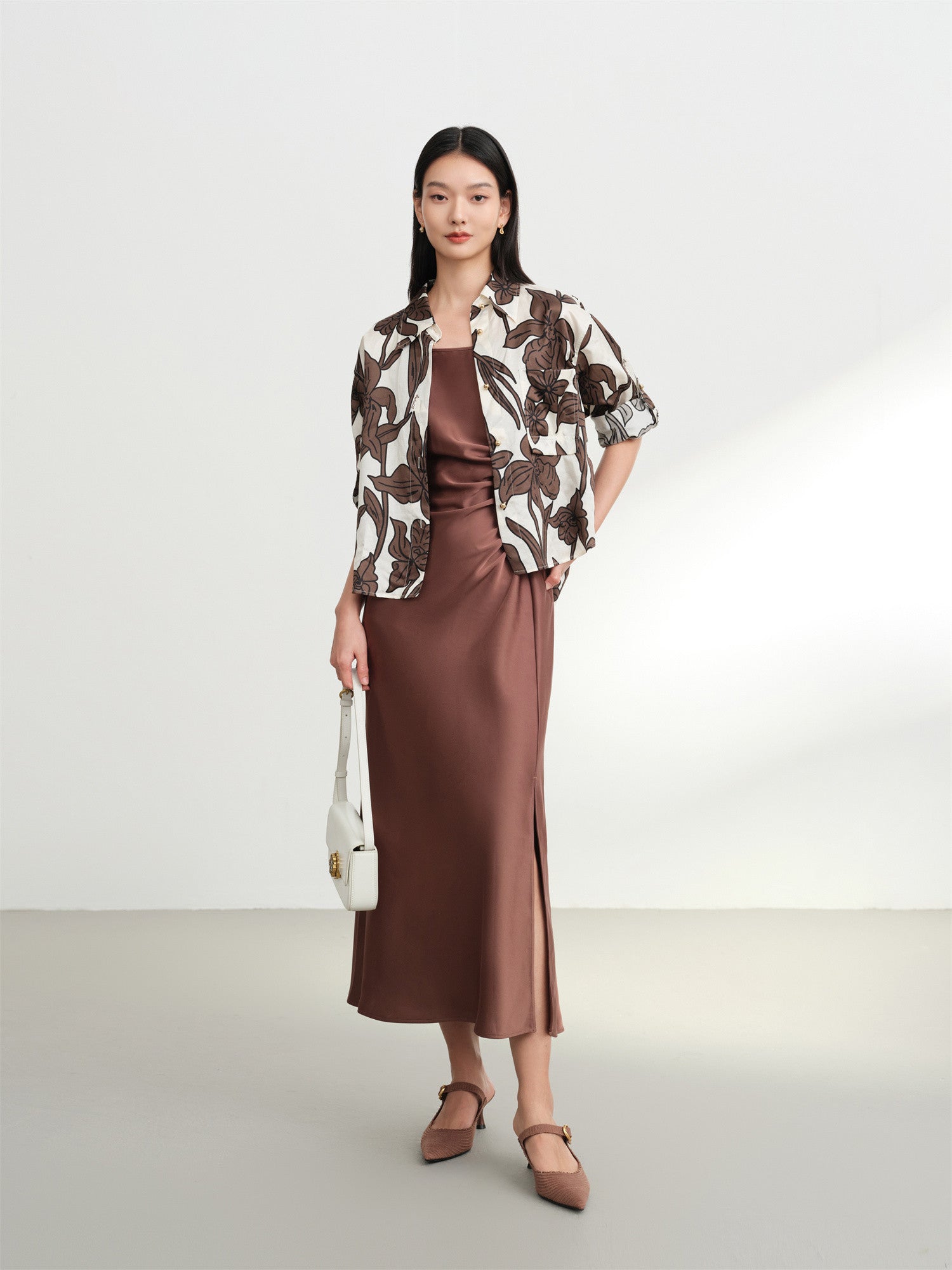 Tri-acetate Slip Dress | Brown