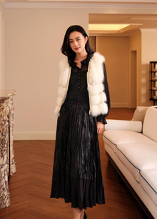Fur Embellished Zip Vest | White