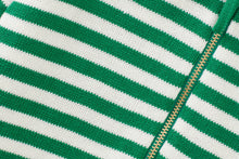 Organic Knit Cardigan | Green Striped