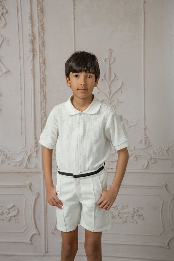 Baby Boys | Alex Shorts With Contrast Line | White & Black