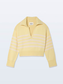 Varsity Cotton Striped Polo | Pale Marigold/Ivory
