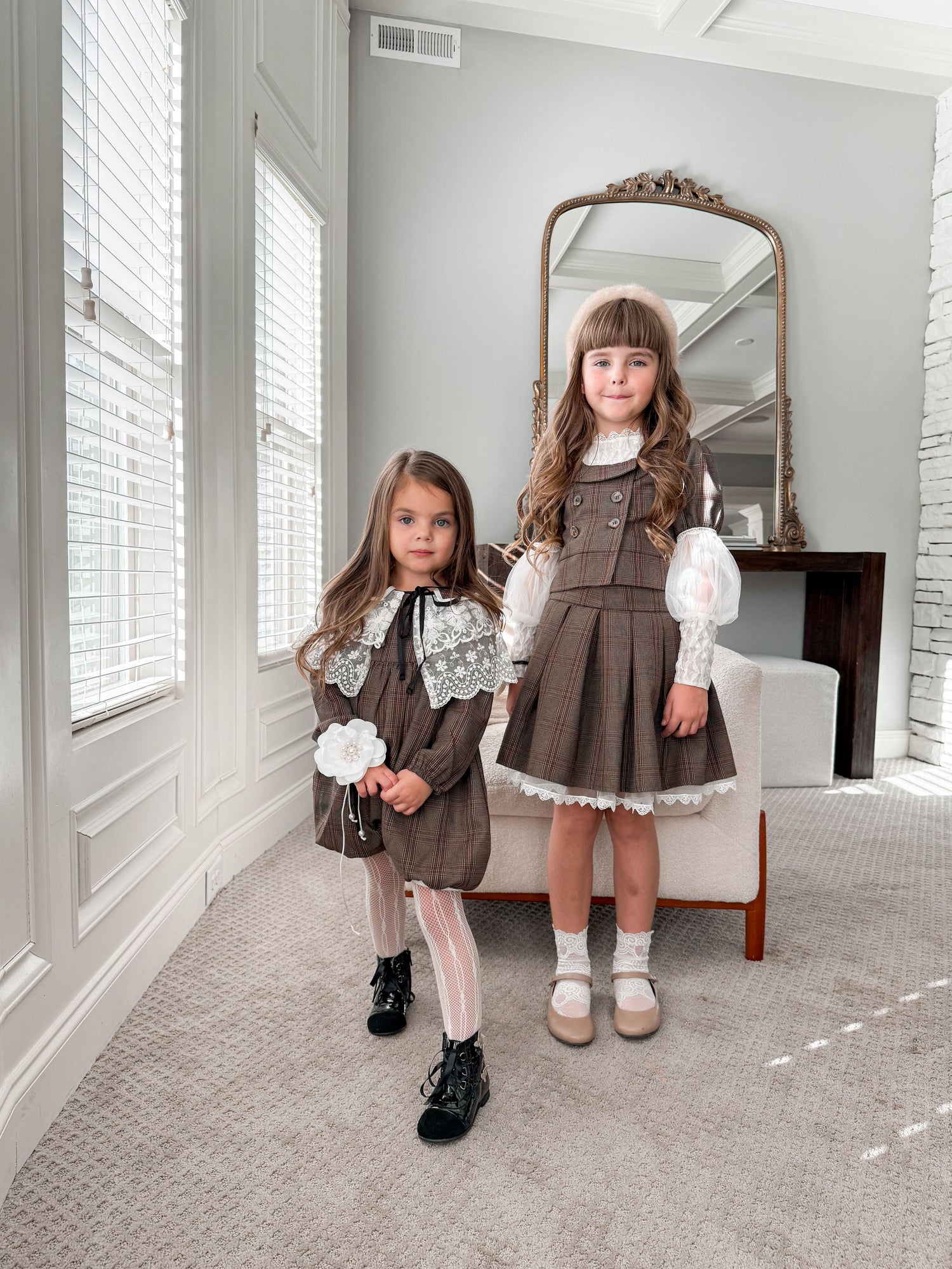 Baby Girls | Blair Estate Tweed Romper | Brown