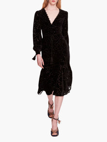 Velvet Burnout Midi Dress | Black