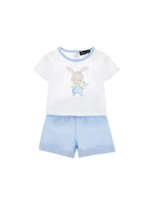 Boys | Two-Piece Newborn Jersey Set | White/Cloud