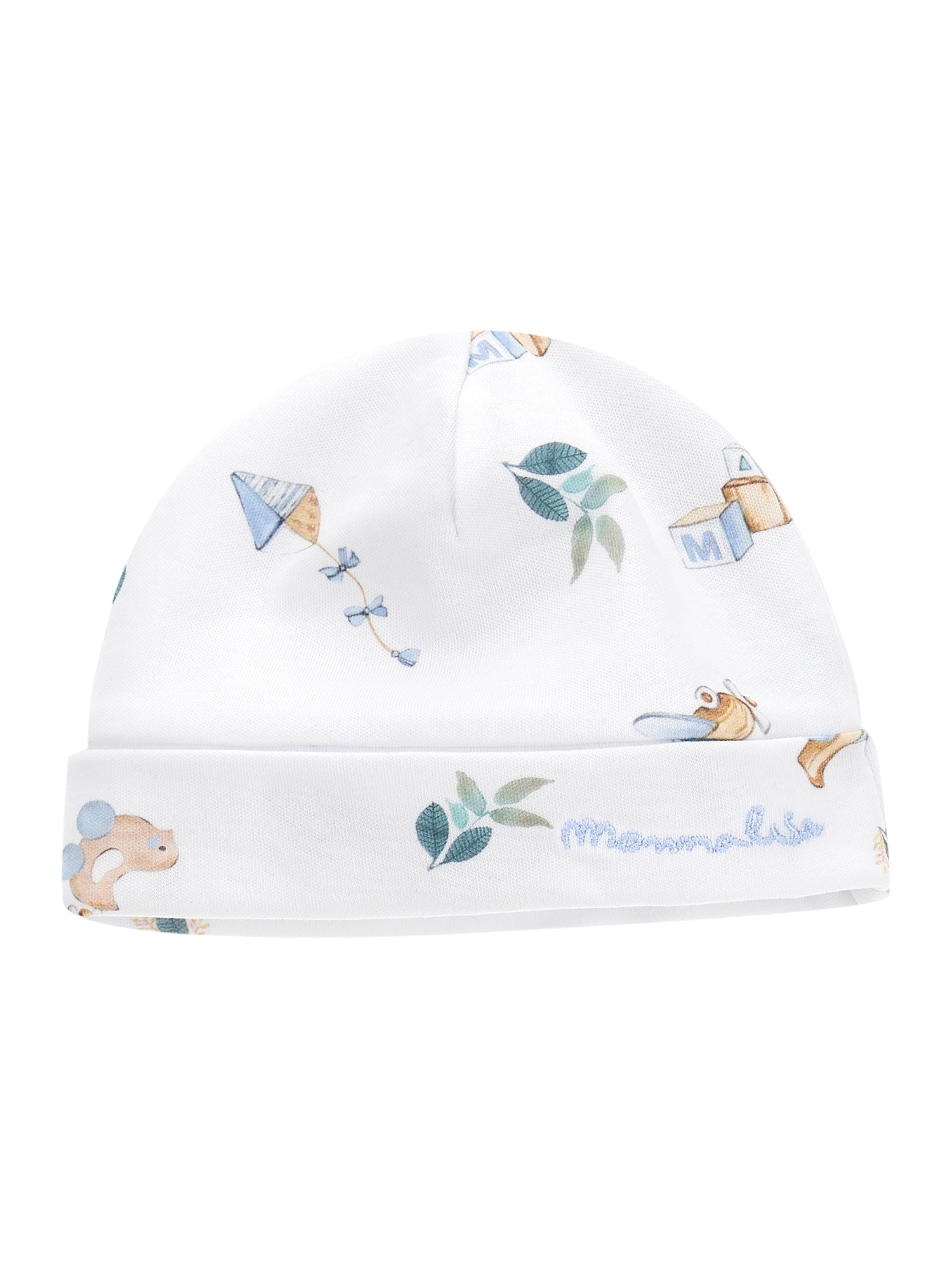 Boys | Cotton Bonnet With Pattern | White/Cloud