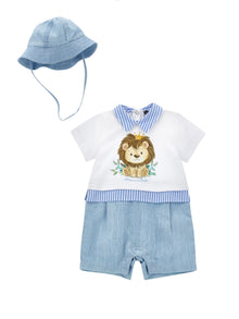 Boys | Lion Two-Piece Set | White/Indigo