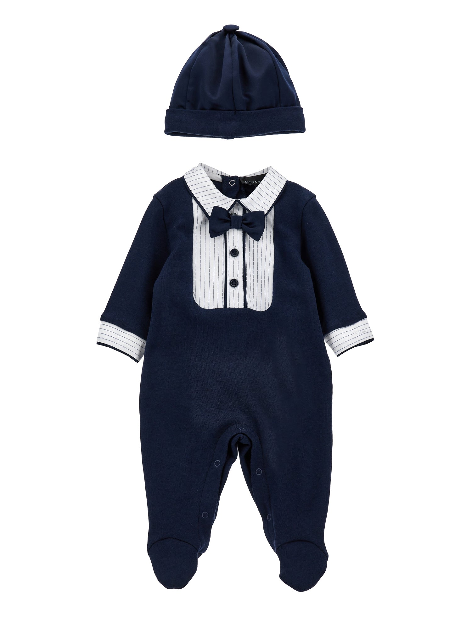 Boys | Elegant Playsuit With Bow Tie | Blue/Cream