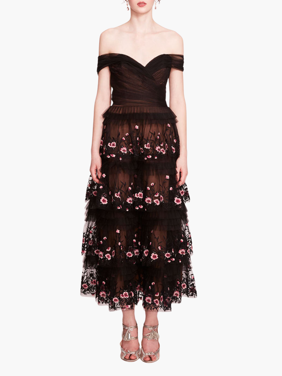 Tiered Terrarium Midi Dress | Black/Blush