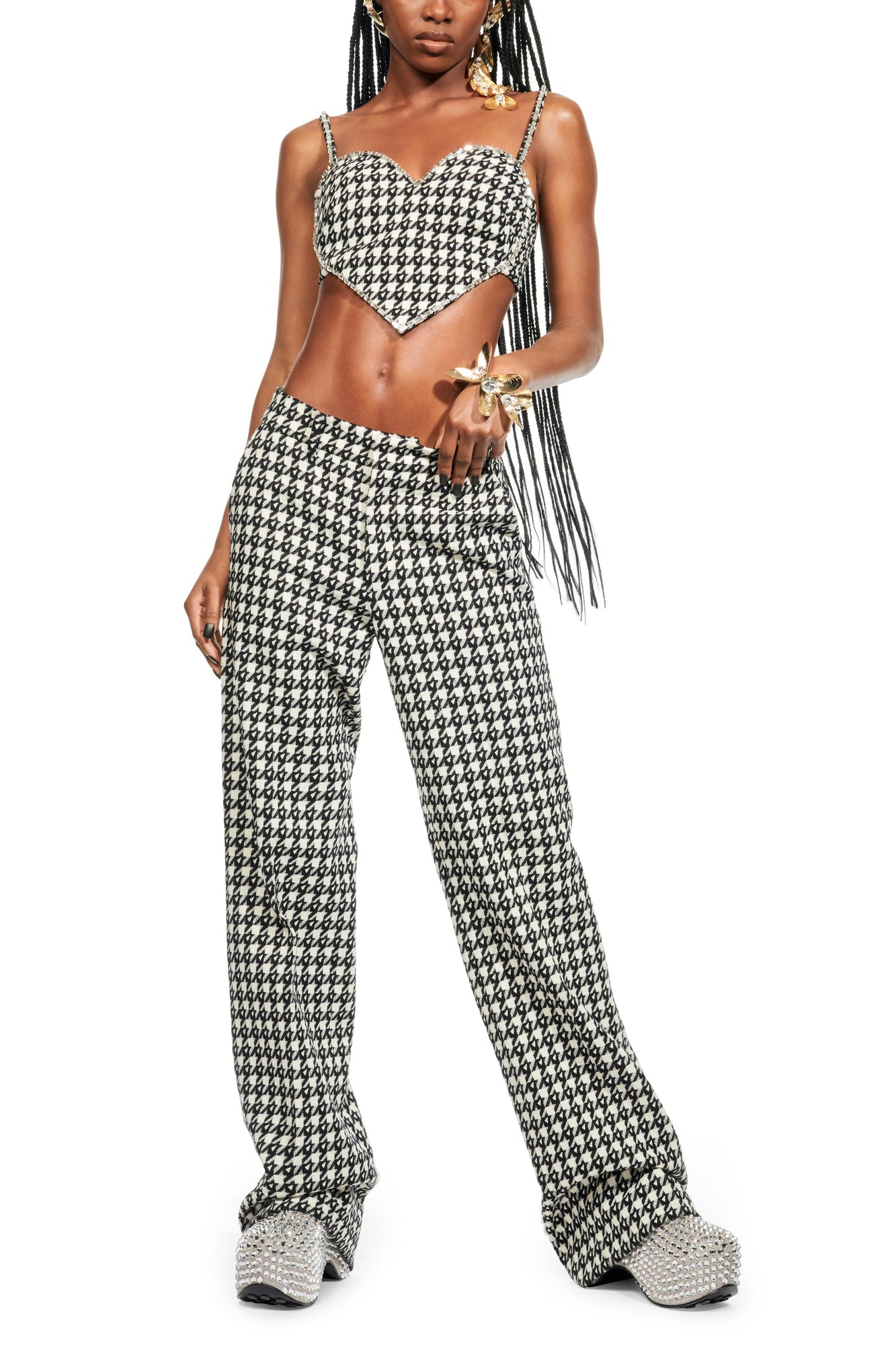 Crystal Slit Trouser | Black Multi