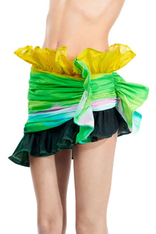 Ombre Nylon Ruffle Mini Skirt | Green Multi