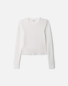 Womens | Hanes Waffle Baby Long Sleeve | Off White