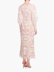 Long Sleeve Corded Midi Dress | Ivory