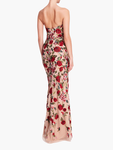 Roses Tulle Gown | Red/Nude