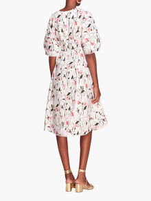 Vintage Aster Floral Print & Lace Midi | Ivory Pink