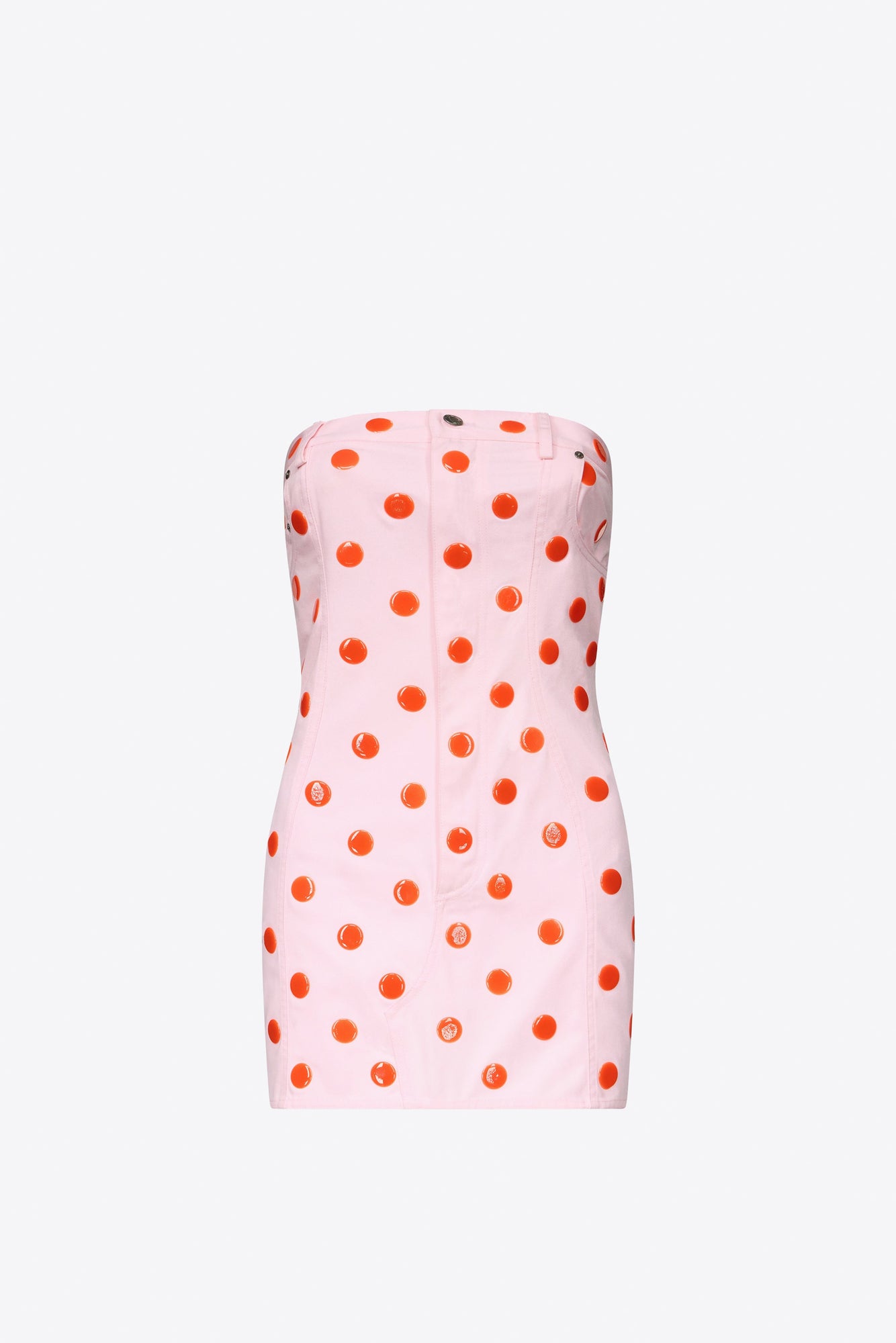 Polka Dot Strapless Mini Dress | Powder Pink