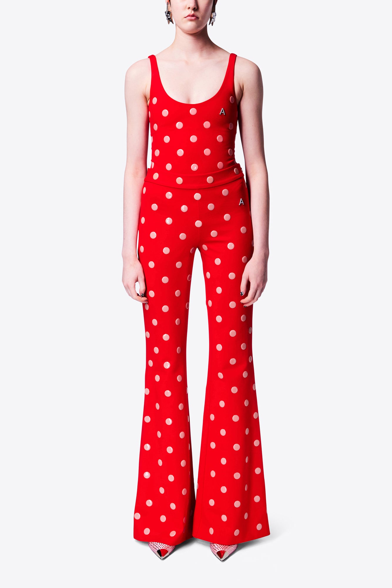 Polka Dot Flare Pant | Scarlet