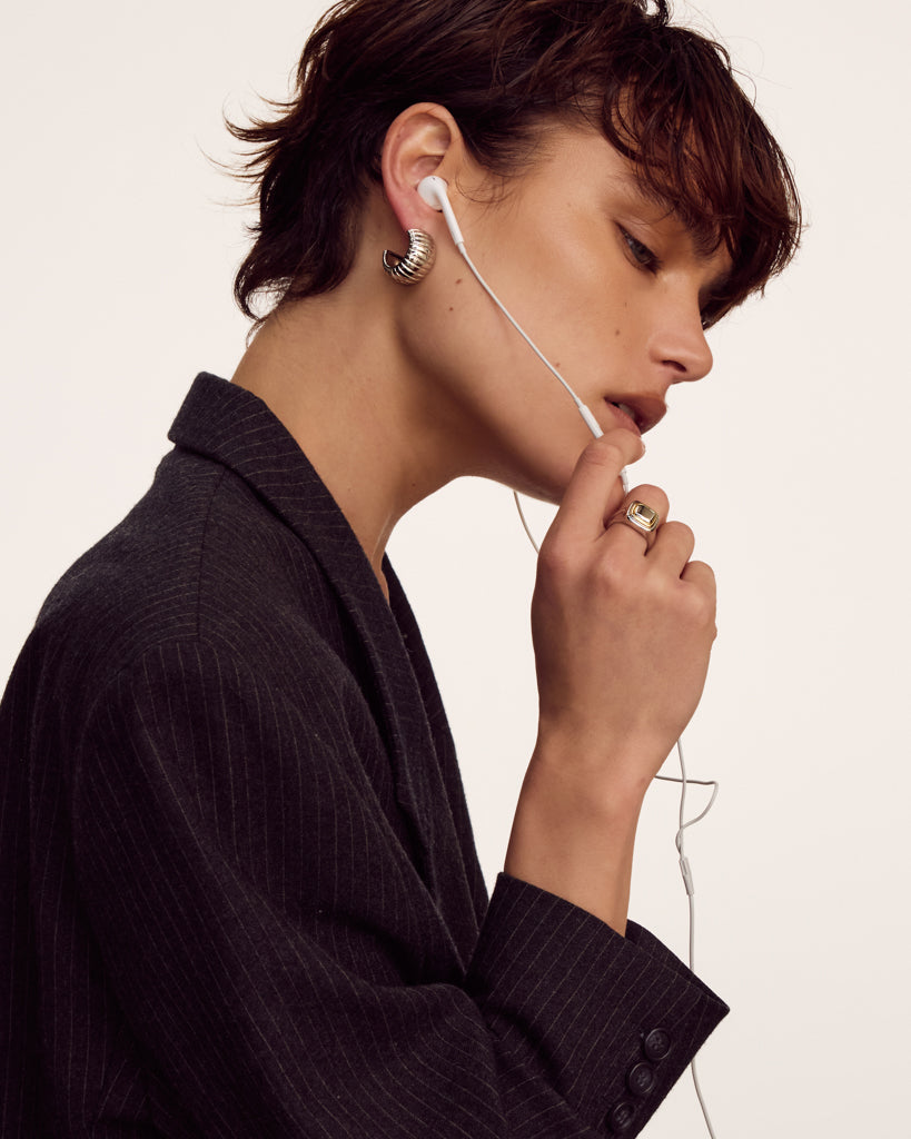 Remy Ridged Hoops | Silver