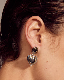 Two-Tone Heart Earrings | Silver