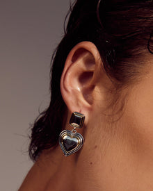 Two-Tone Heart Earrings | Silver