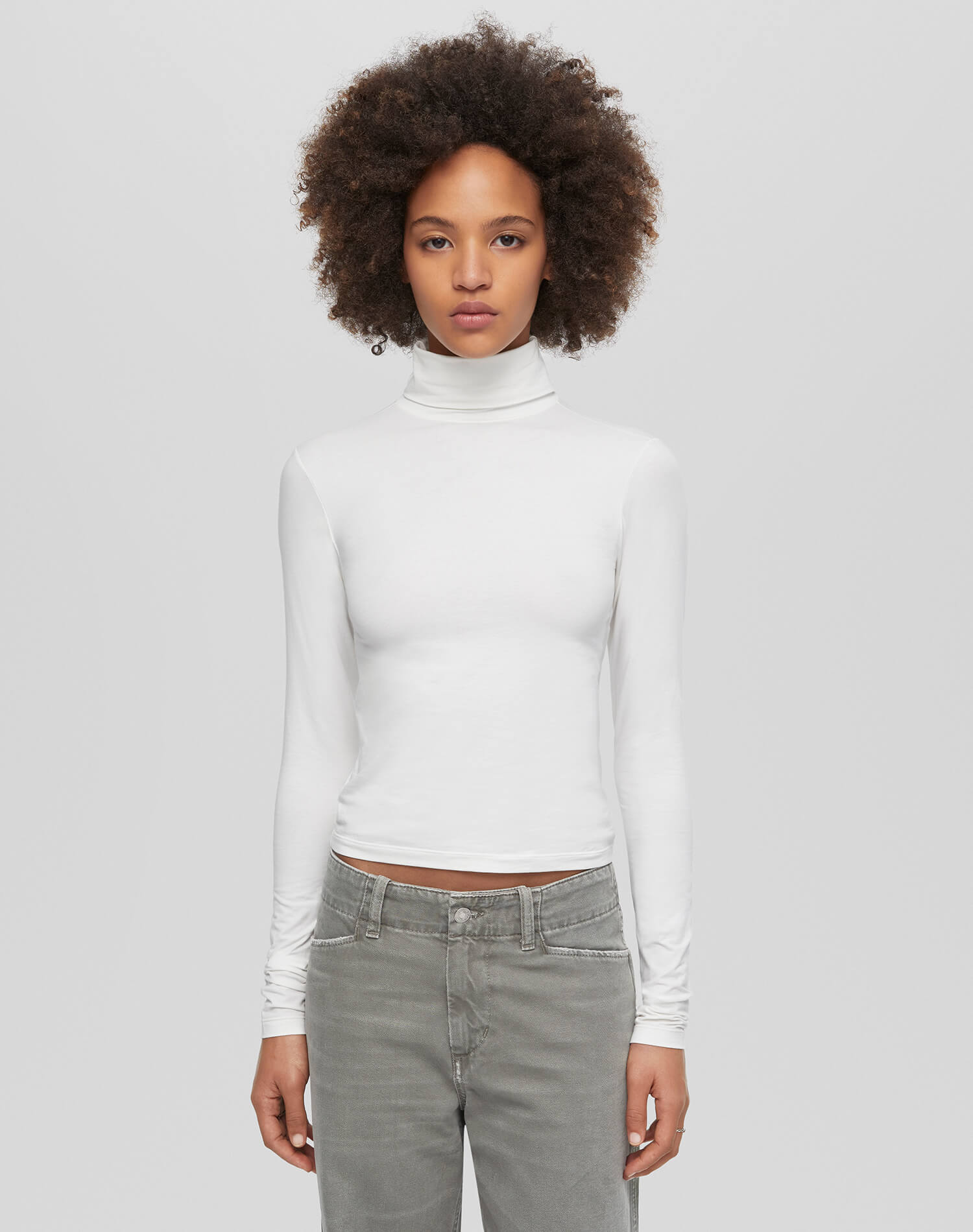 Womens | Hanes Sheer Turtleneck | Vintage White