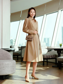 Mulberry Silk and Wool Dress | Khaki