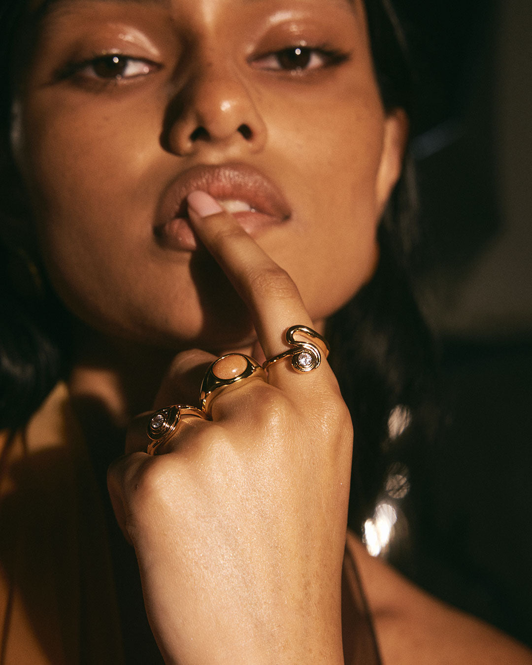 Sunset Stone Signet Ring | Silver | Natural Aventurine