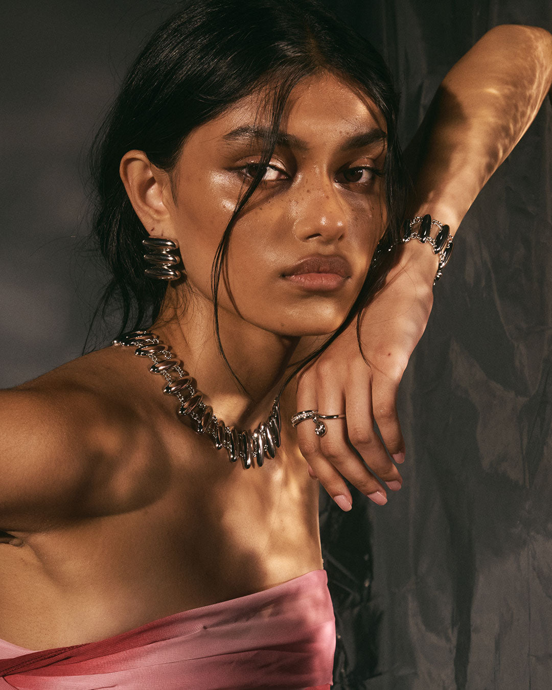 The Milan Bead Stud Bracelet | Silver