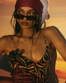 Sunset Stone Cord Necklace | Silver | Natural Aventurine