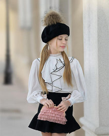 Baby Girls | Gwen Blouse With Ruffle Trim | White & Black