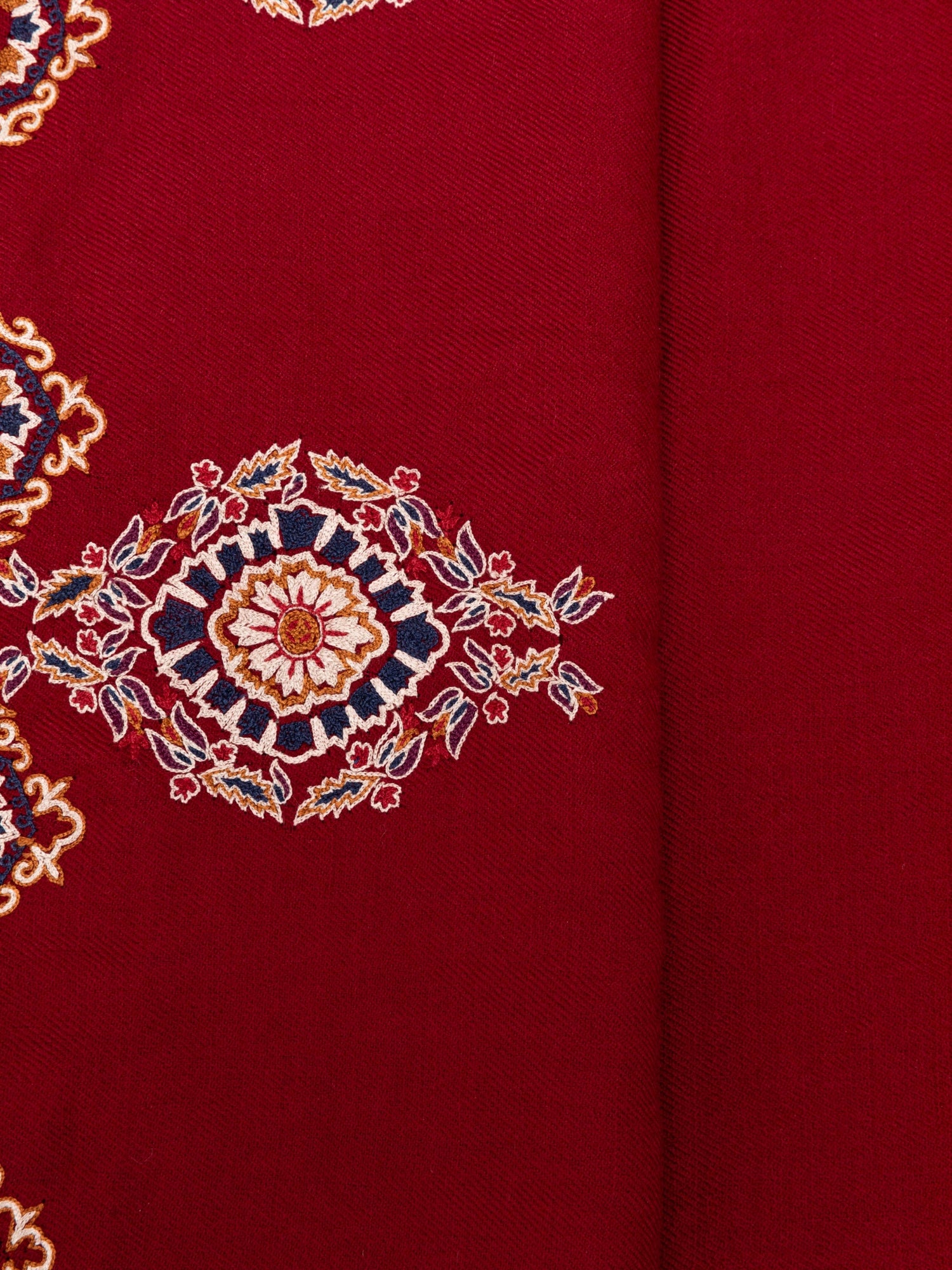 Embroidered Cashmere Scarf | Maroon