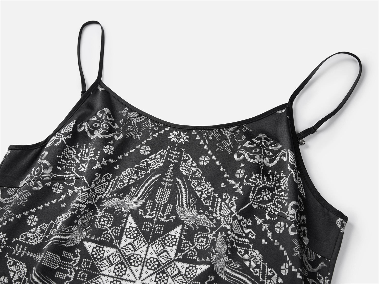 Ethnic Style Silk Camisole | Black