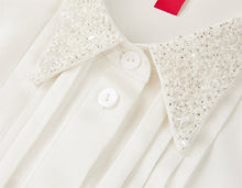 Silk Embrpoidered Collar Shirt | White