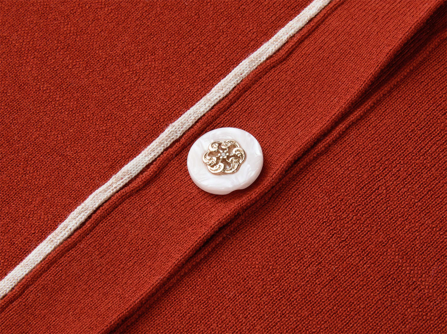 Wool Embroidered Knit Cardigan | Orange