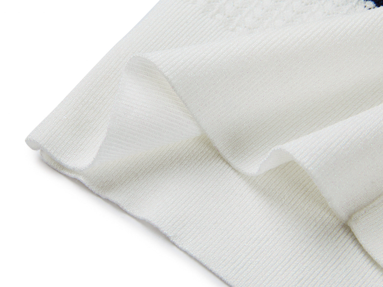 Silk-Viscose Striped Knit Cardigan | White