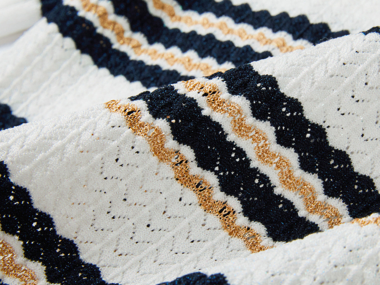 Silk-Viscose Striped Knit Cardigan | White