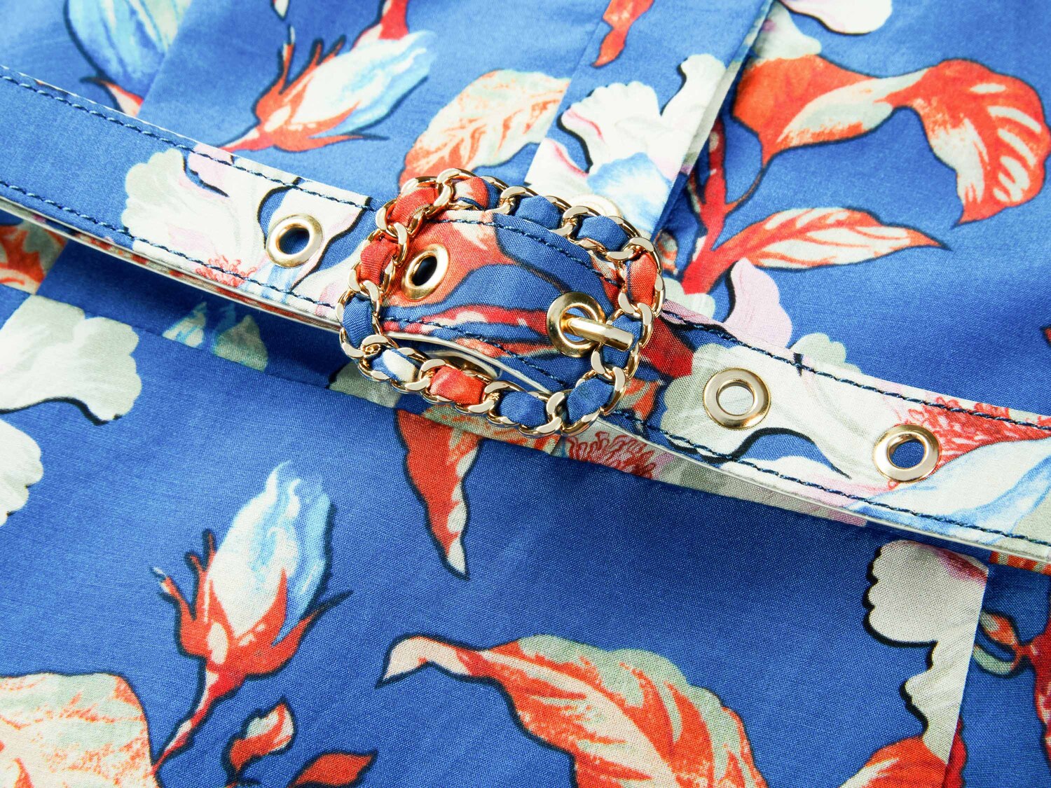 Printed Waist-fitted Dress | Blue