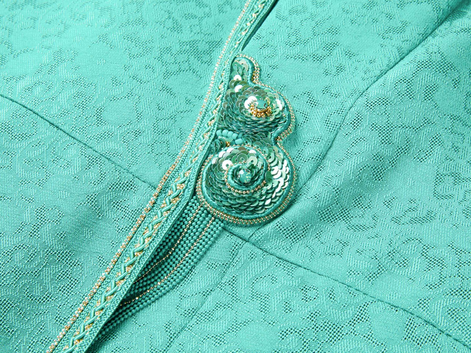 Silk Flower Brocade Dress | Green