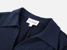 Textured Pleated Shirt | Navy